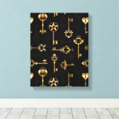 Naadloos patroon met gouden sleutels canvas afdruk (Insitu (Houten vloer))