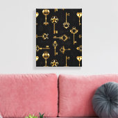 Naadloos patroon met gouden sleutels canvas afdruk (Insitu (Woonkamer))