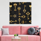 Naadloos patroon met gouden sleutels canvas afdruk (Insitu (Woonkamer))