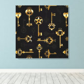 Naadloos patroon met gouden sleutels canvas afdruk (Insitu (Houten vloer))