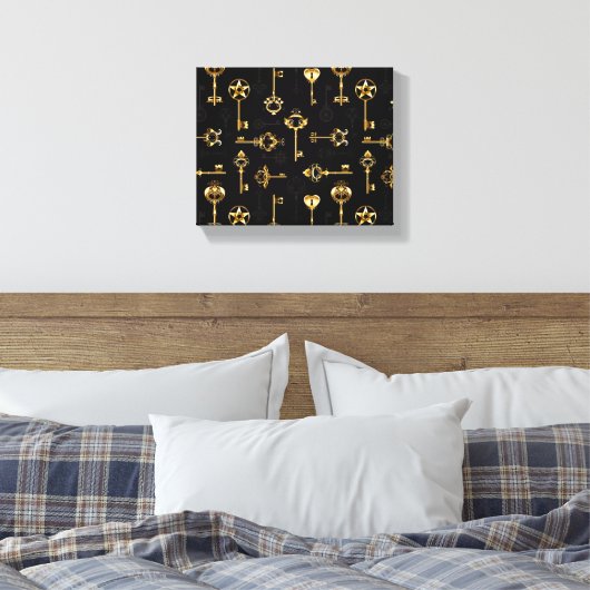 Naadloos patroon met gouden sleutels canvas afdruk (Insitu (Slaapkamer))