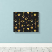 Naadloos patroon met gouden sleutels canvas afdruk (Insitu (Houten vloer))