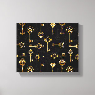 Naadloos patroon met gouden sleutels canvas afdruk