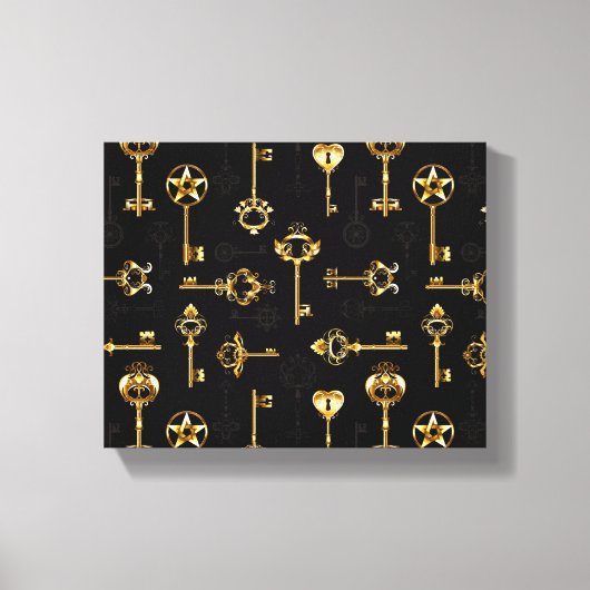 Naadloos patroon met gouden sleutels canvas afdruk (Voorkant)