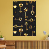 Naadloos patroon met gouden sleutels canvas afdruk (Insitu (Woonkamer))