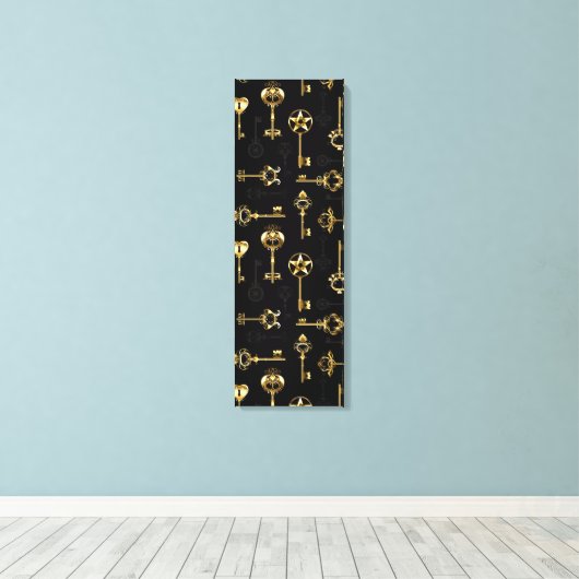Naadloos patroon met gouden sleutels canvas afdruk (Insitu (Houten vloer))