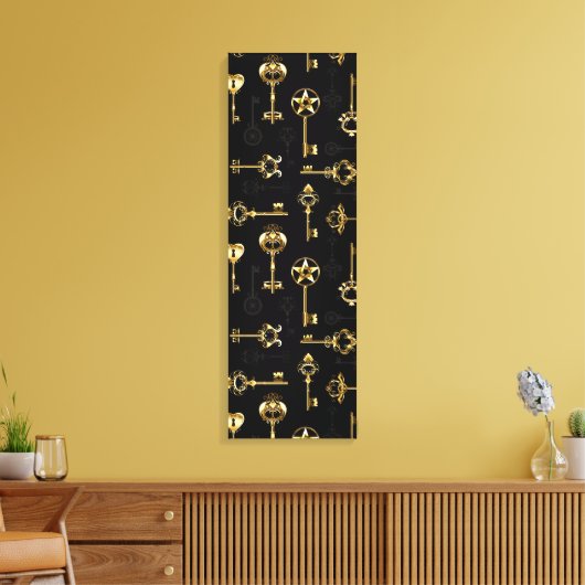 Naadloos patroon met gouden sleutels canvas afdruk (Insitu (Woonkamer))