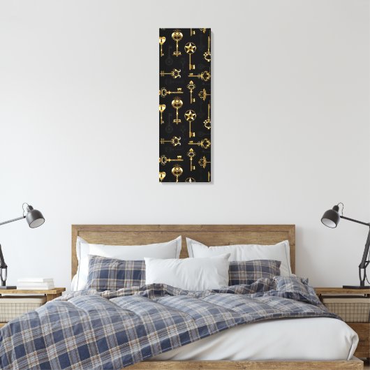Naadloos patroon met gouden sleutels canvas afdruk (Insitu (Slaapkamer))