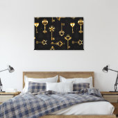 Naadloos patroon met gouden sleutels canvas afdruk (Insitu (Slaapkamer))
