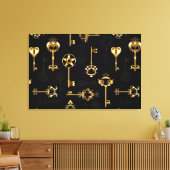 Naadloos patroon met gouden sleutels canvas afdruk (Insitu (Woonkamer))