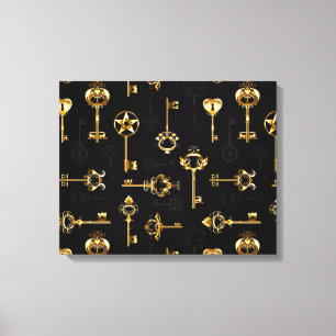 Naadloos patroon met gouden sleutels canvas afdruk