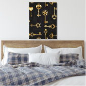 Naadloos patroon met gouden sleutels canvas afdruk (Insitu (Slaapkamer))