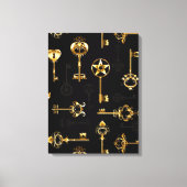 Naadloos patroon met gouden sleutels canvas afdruk (Voorkant)