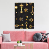 Naadloos patroon met gouden sleutels canvas afdruk (Insitu (Woonkamer))