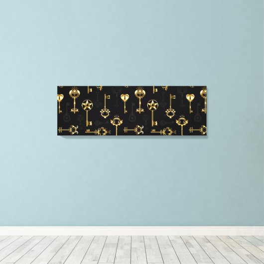 Naadloos patroon met gouden sleutels canvas afdruk (Insitu (Houten vloer))