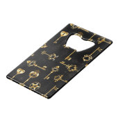 Naadloos patroon met gouden sleutels creditkaart flessenopener (Achterkant Gekanteld)