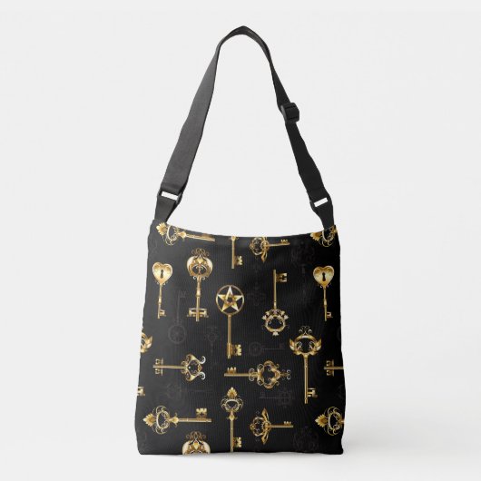 Naadloos patroon met gouden sleutels crossbody tas (Voorkant)