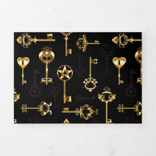 Naadloos patroon met gouden sleutels drieluik aankondiging