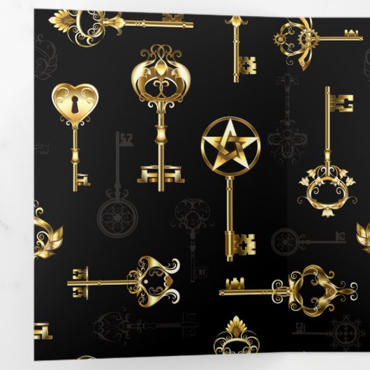 Naadloos patroon met gouden sleutels drieluik aankondiging (Binnenzijde eerst)