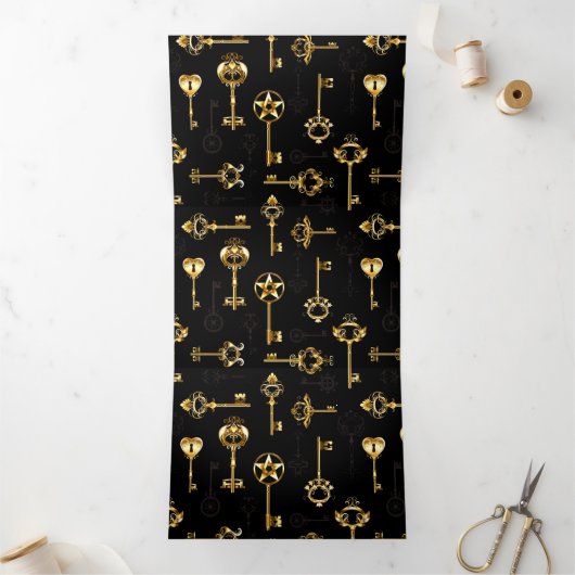 Naadloos patroon met gouden sleutels drieluik programma (Binnen)