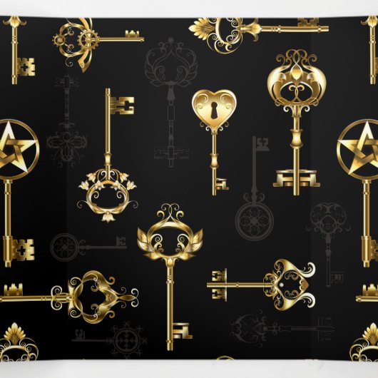 Naadloos patroon met gouden sleutels drieluik uitnodiging (Binnenkant midden)