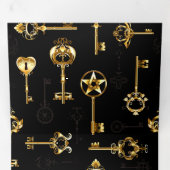 Naadloos patroon met gouden sleutels drieluik wenskaart (Binnenzijde eerst)