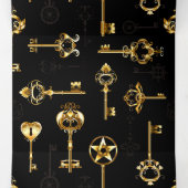 Naadloos patroon met gouden sleutels drieluik wenskaart (Binnenkant midden)