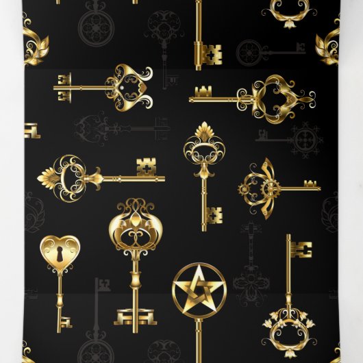 Naadloos patroon met gouden sleutels drieluik wenskaart (Binnenkant midden)