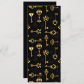 Naadloos patroon met gouden sleutels feestdagenkaart (Voorkant / Achterkant)