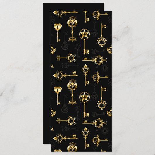 Naadloos patroon met gouden sleutels feestdagenkaart (Voorkant / Achterkant)