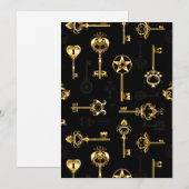 Naadloos patroon met gouden sleutels feestdagenkaart (Voorkant / Achterkant)