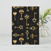 Naadloos patroon met gouden sleutels feestdagenkaart (Staand voorkant)