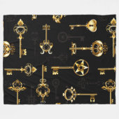 Naadloos patroon met gouden sleutels fleece deken (Voorkant (Horizontaal))