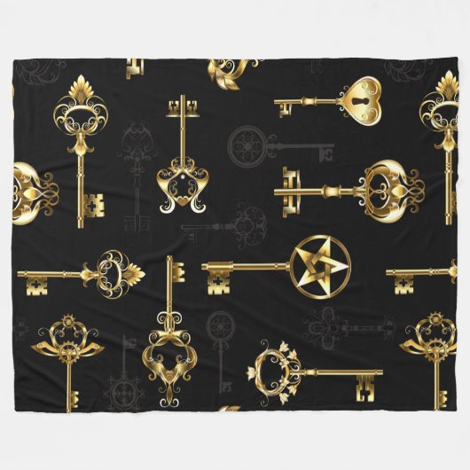 Naadloos patroon met gouden sleutels fleece deken (Voorkant (Horizontaal))