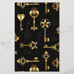 Naadloos patroon met gouden sleutels flyer