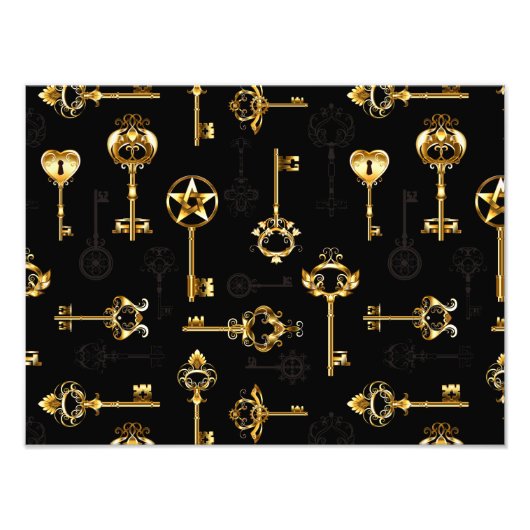 Naadloos patroon met gouden sleutels foto afdruk (Voorkant)