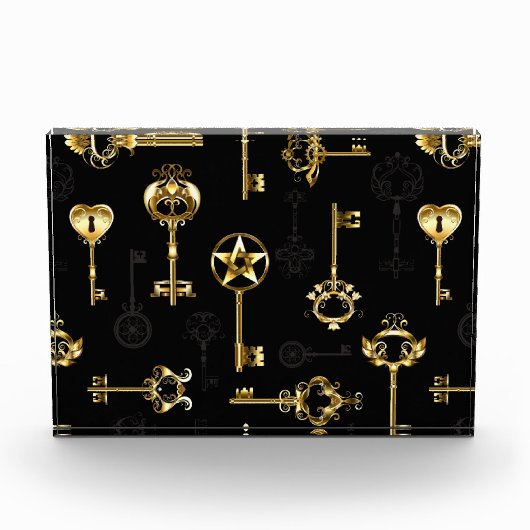 Naadloos patroon met gouden sleutels fotoblokken (Voorkant)