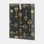 Naadloos patroon met gouden sleutels glas ornament (Voorkant links)