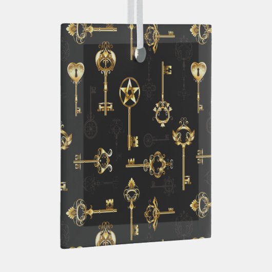 Naadloos patroon met gouden sleutels glas ornament (Voorkant Rechts)