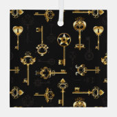 Naadloos patroon met gouden sleutels glas ornament (Achterkant)