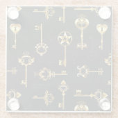 Naadloos patroon met gouden sleutels glazen onderzetter (Achterkant)