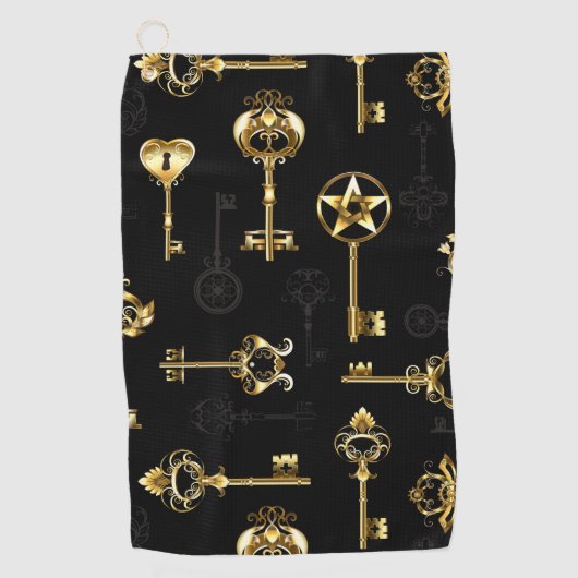 Naadloos patroon met gouden sleutels golfhanddoek (Voorkant)