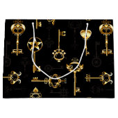 Naadloos patroon met gouden sleutels groot cadeauzakje (Voorkant)