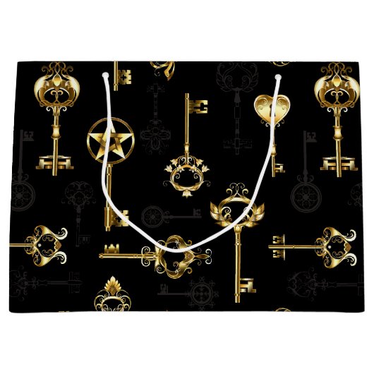 Naadloos patroon met gouden sleutels groot cadeauzakje (Voorkant)