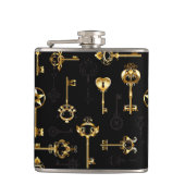 Naadloos patroon met gouden sleutels heupfles (Voorkant)