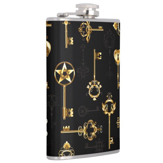 Naadloos patroon met gouden sleutels heupfles (Rechts)