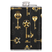 Naadloos patroon met gouden sleutels heupfles (Achterkant)