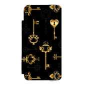 Naadloos patroon met gouden sleutels incipio iPhone portemonnee hoesje (Voorkant Agenda)