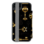 Naadloos patroon met gouden sleutels incipio iPhone portemonnee hoesje (Agenda Achterkant)