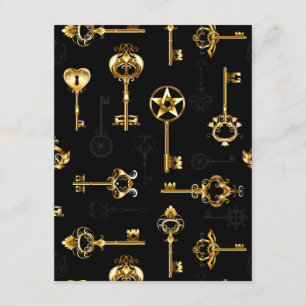 Naadloos patroon met gouden sleutels informatiekaartje